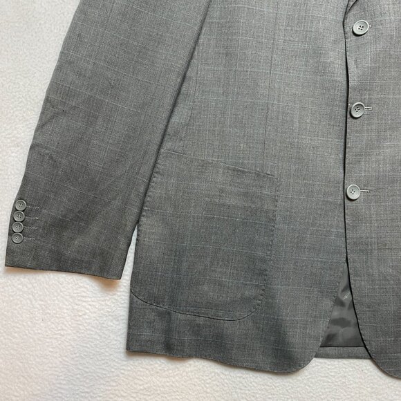 VINTAGE Ermenegildo Zegna Blazer Mens 56R Gray Plaid Sport Coat Notch Patch - Picture 7 of 16
